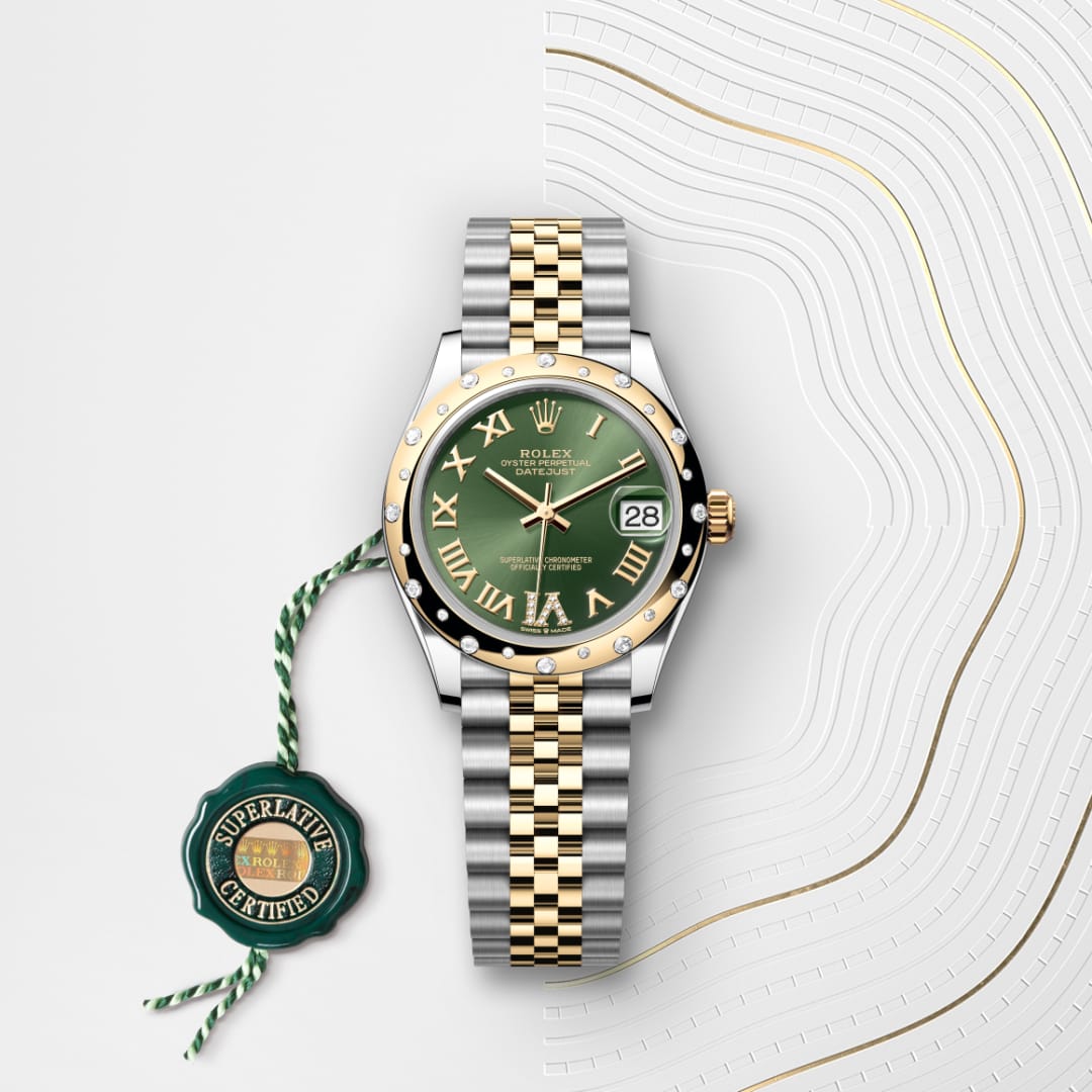 Rolex Datejust 31 Oyster, 31 mm, Oystersteel, yellow gold and diamonds