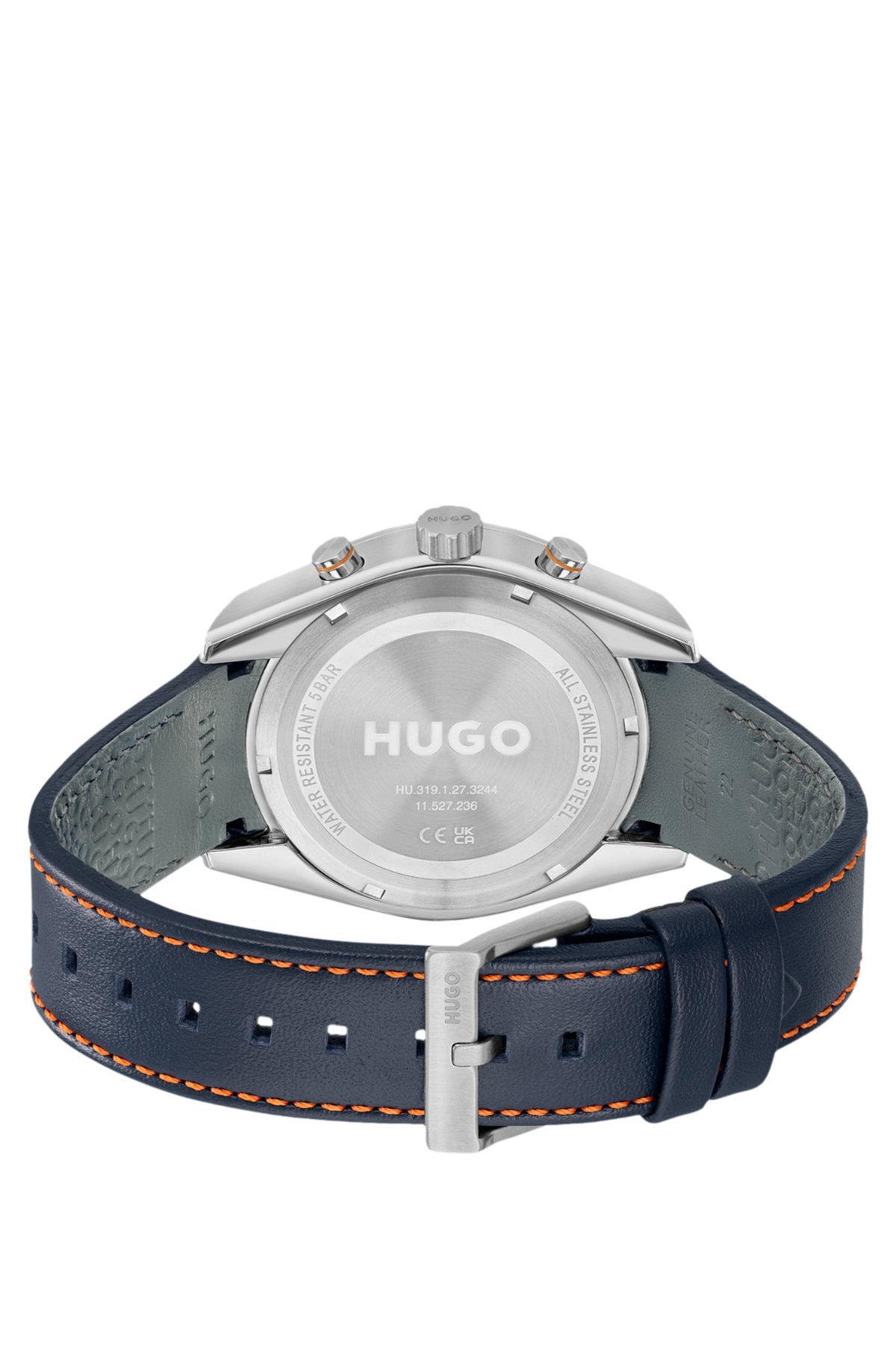Hugo Boss Blue-dial watch with perforated-leather strap