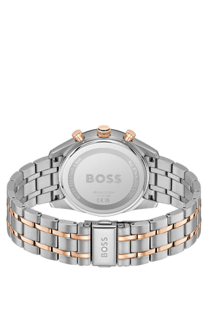 Hugo Boss Blue-dial watch with two-tone bracelet