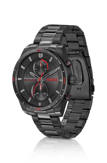 Hugo Boss Black-tone watch with matching three-link bracelet