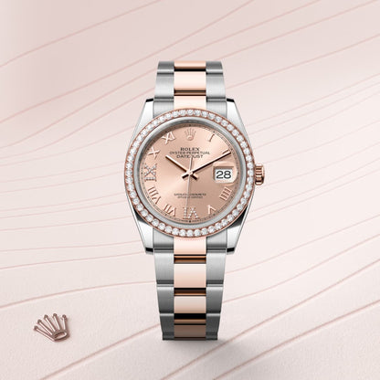 Rolex Datejust 36 Oyster, 36 mm, Oystersteel, Everose gold and diamonds
