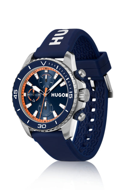 Hugo Boss Dive logo-strap watch with silicone-inlay bezel