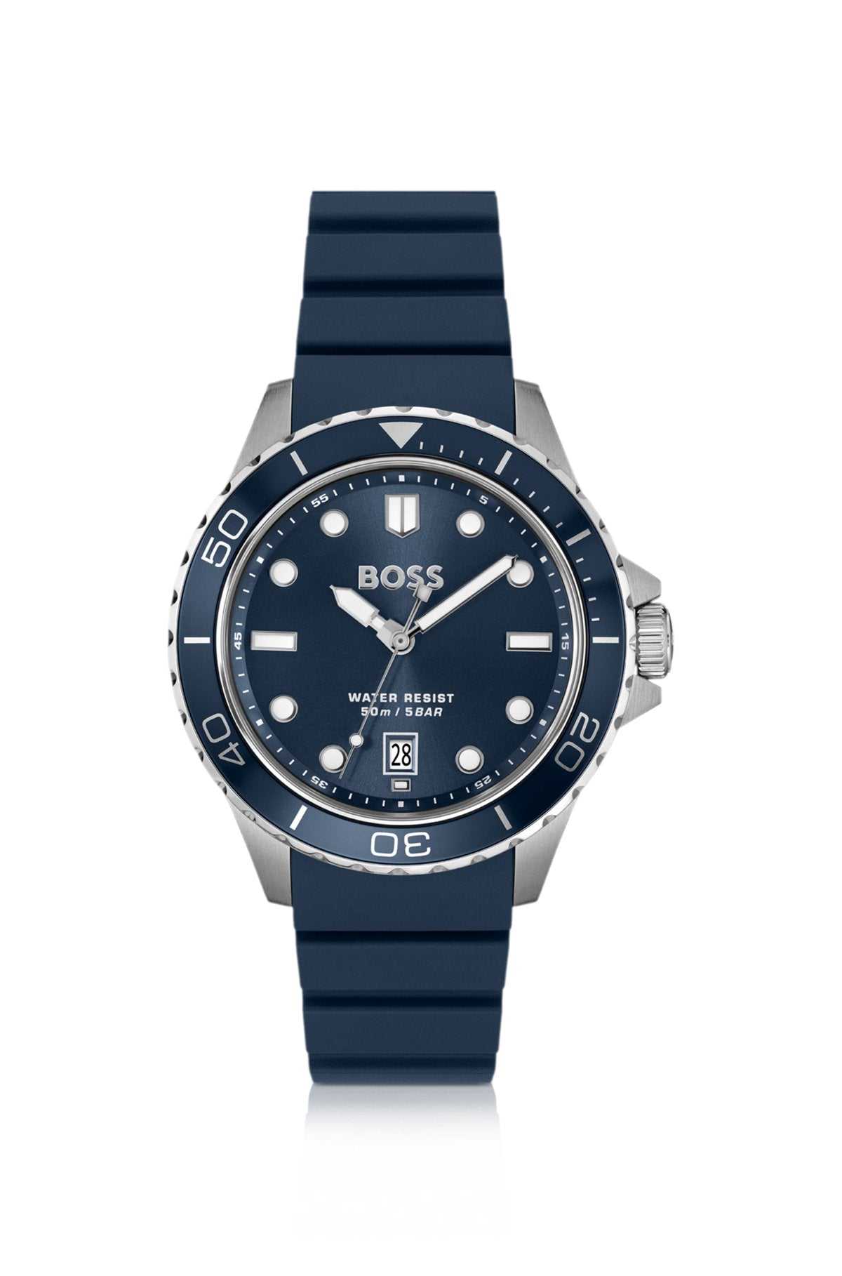 Hugo Boss Troper blue-dial watch with silicone strap
