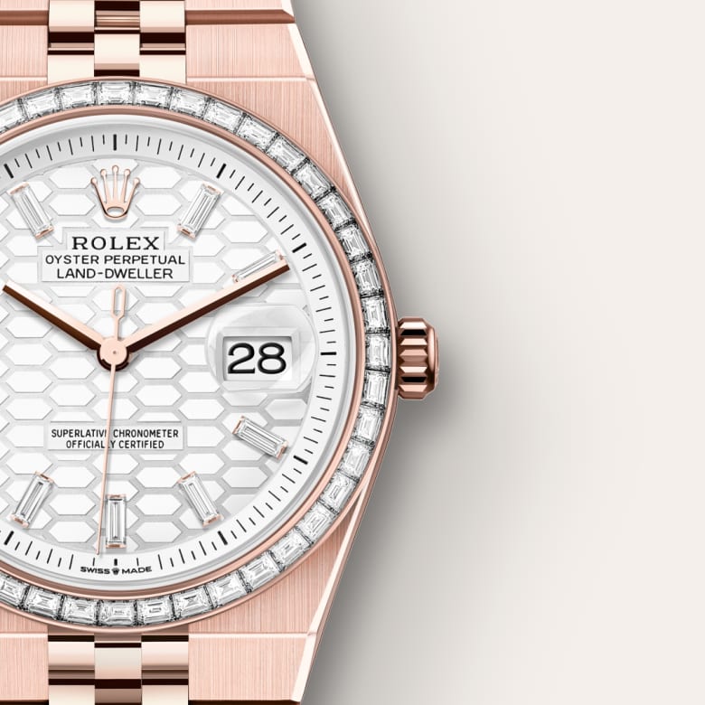 Rolex Land-Dweller 36 Oyster, 36 mm, Everose gold and diamonds