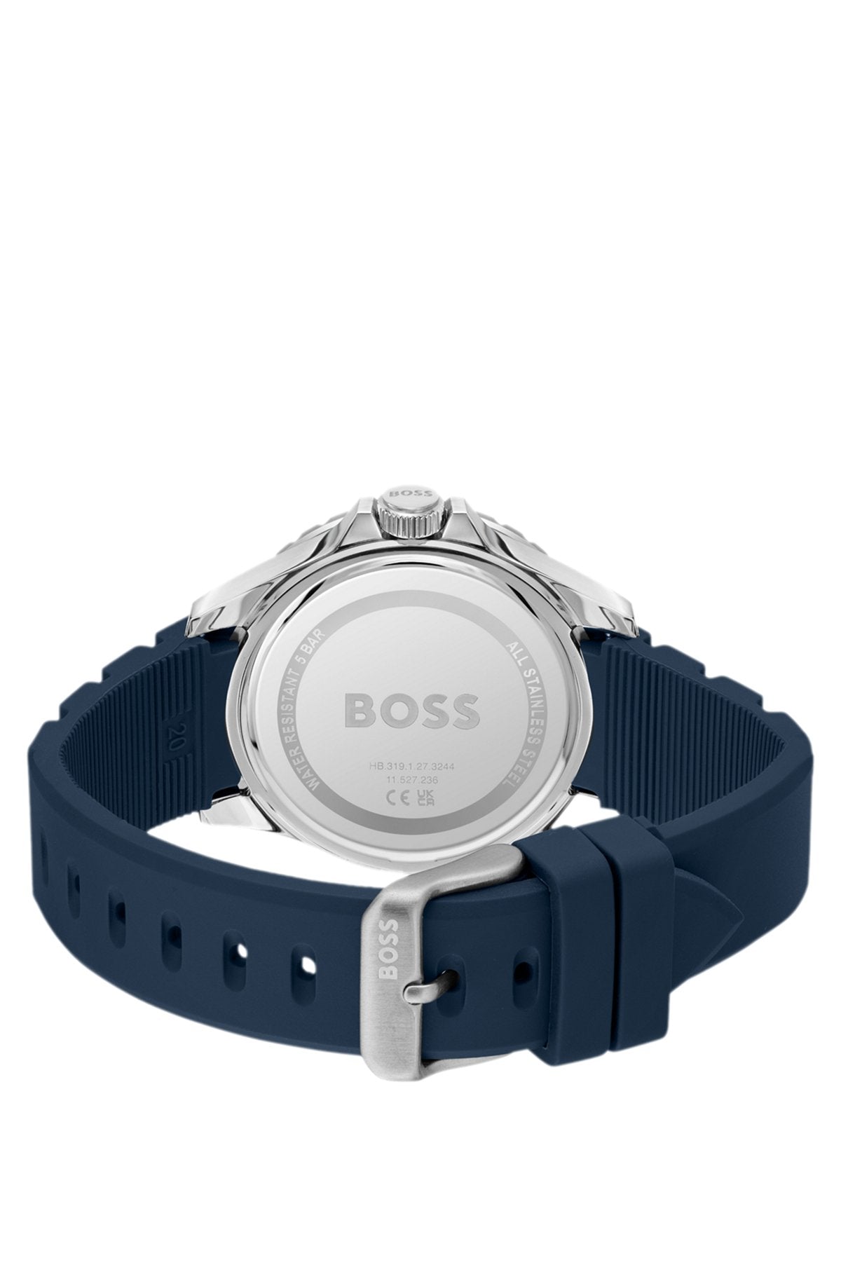 Hugo Boss Troper blue-dial watch with silicone strap