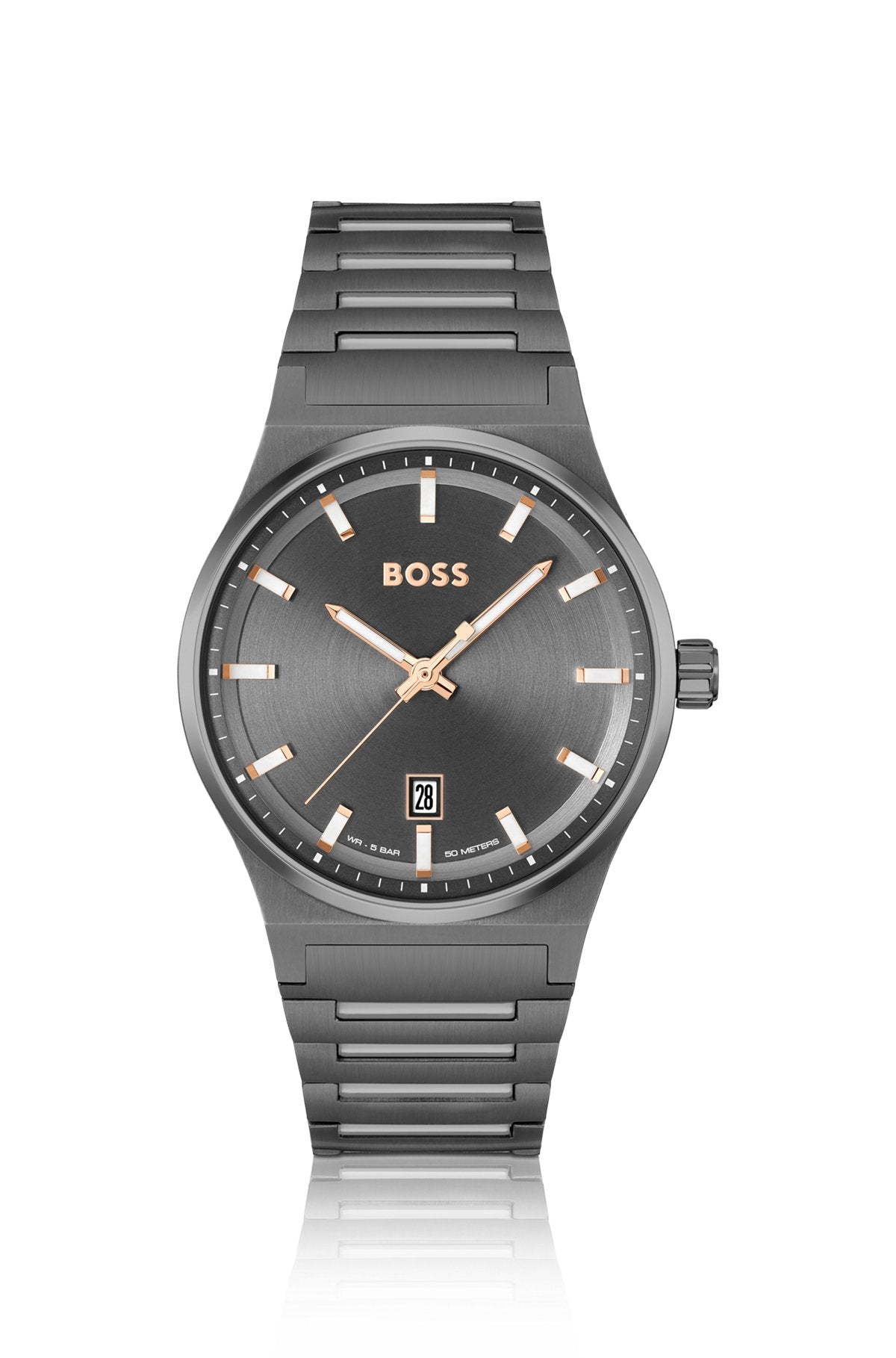 Hugo  Boss Grey-plated link-bracelet watch with grey dial