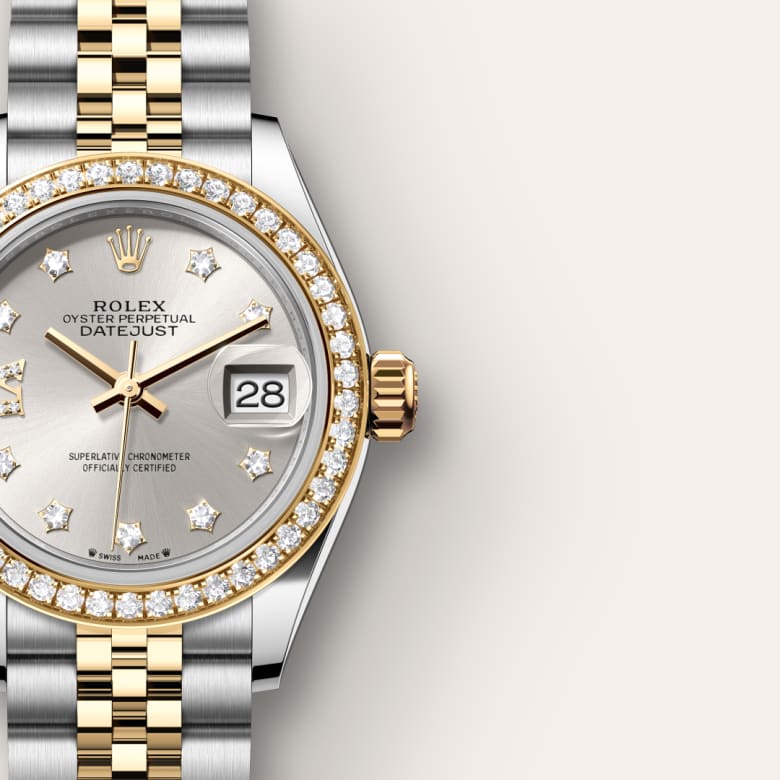 Rolex Lady-Datejust Oyster, 28 mm, Oystersteel, yellow gold and diamonds