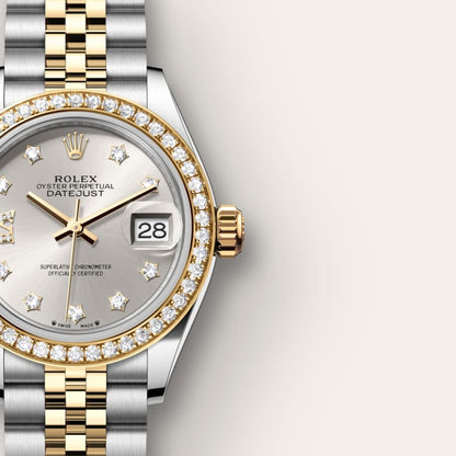 Rolex Lady-Datejust Oyster, 28 mm, Oystersteel, yellow gold and diamonds