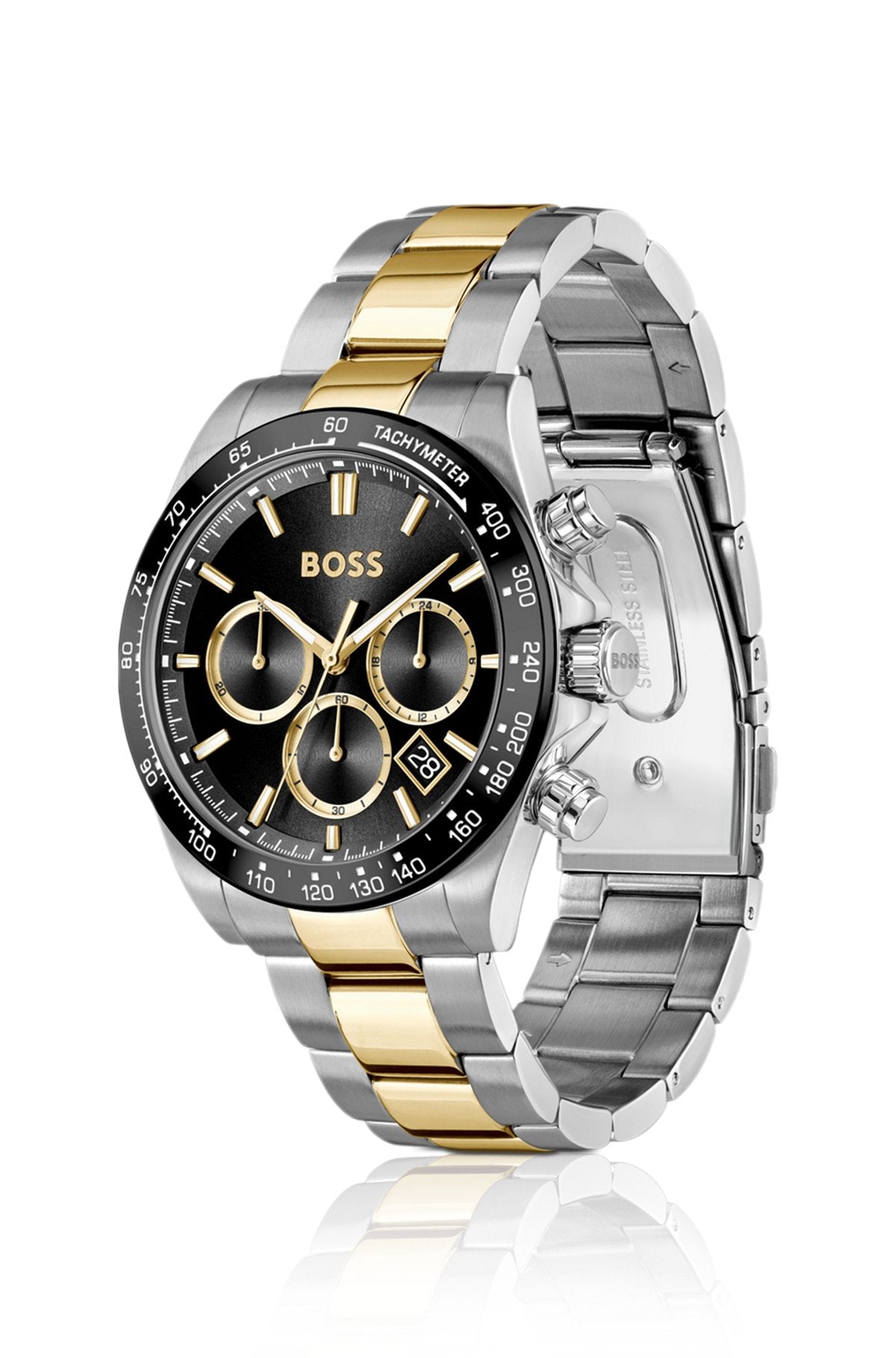 Hugo Boss Steel-bracelet watch with black dial