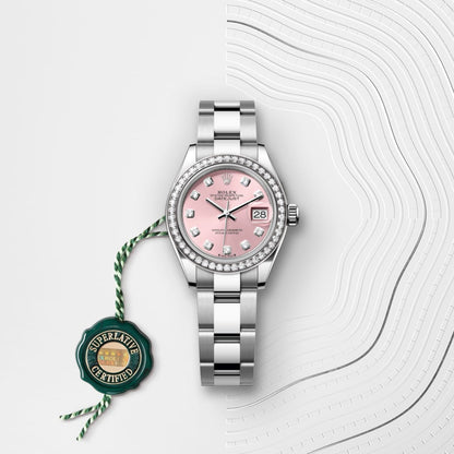 Rolex Lady-Datejust Oyster, 28 mm, Oystersteel, white gold and diamonds