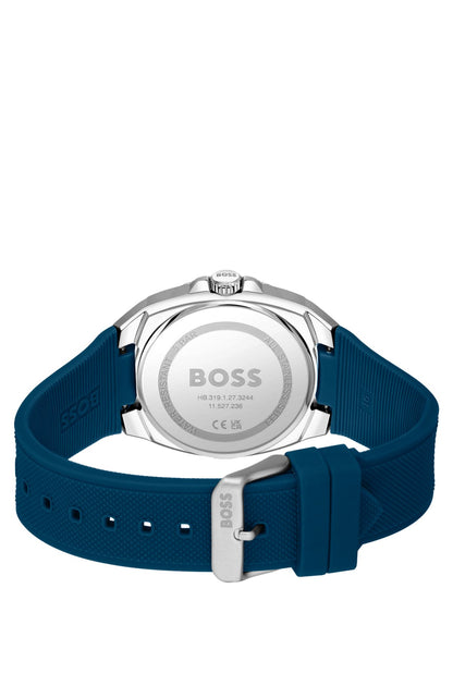 Hugo Boss Blue-dial watch with silicone strap
