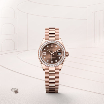 Rolex Lady-Datejust Oyster, 28 mm, Everose gold and diamonds