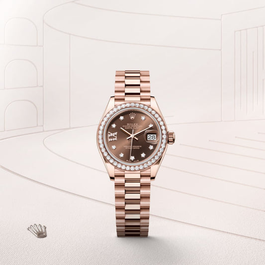 Rolex Lady-Datejust Oyster, 28 mm, Everose gold and diamonds