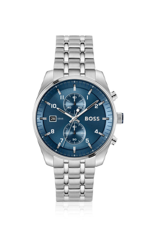 Hugo Boss Steel-bracelet watch with blue dial