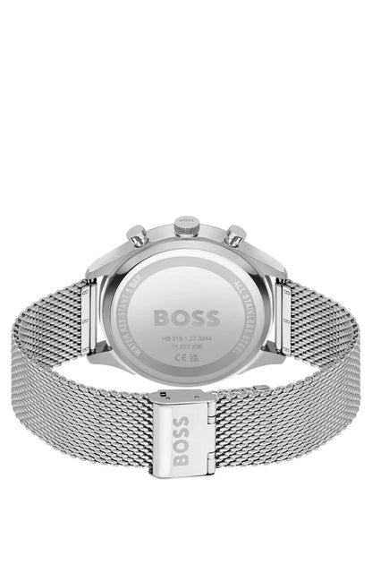 Hugo Boss Mesh-bracelet chronograph watch with blue dial