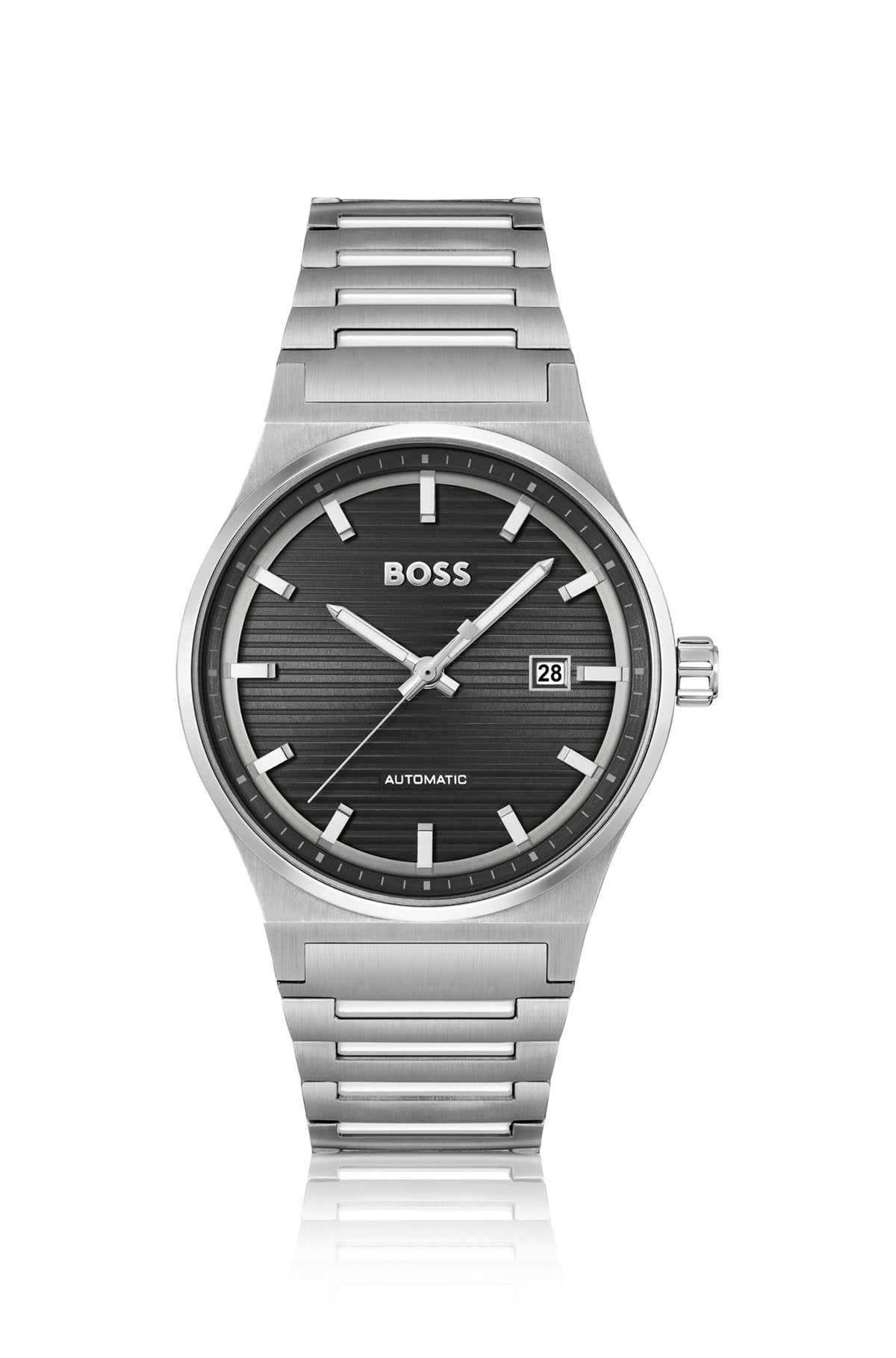 Hugo Boss Link-bracelet automatic watch with groove-textured dial
