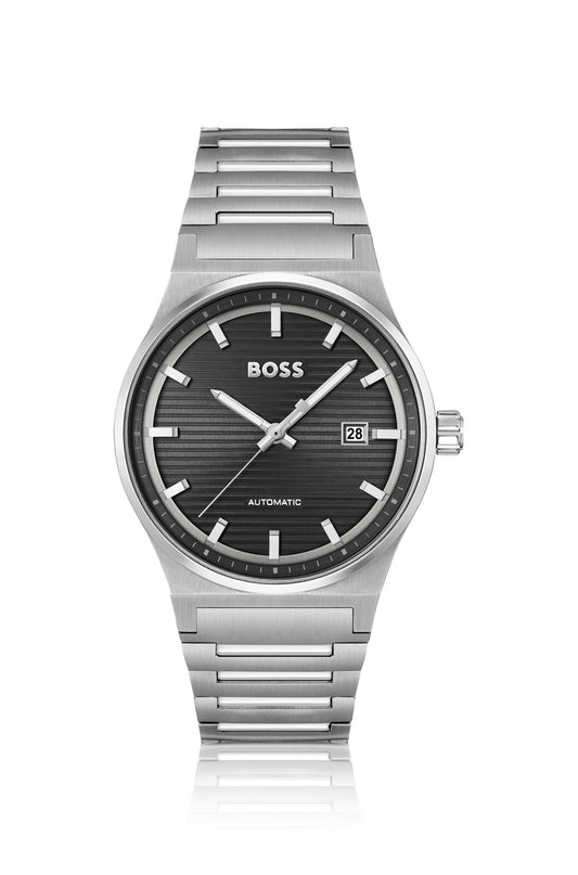 Hugo Boss Link-bracelet automatic watch with groove-textured dial