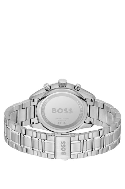 Hugo Boss Blue-dial chronograph watch in silver-tone steel