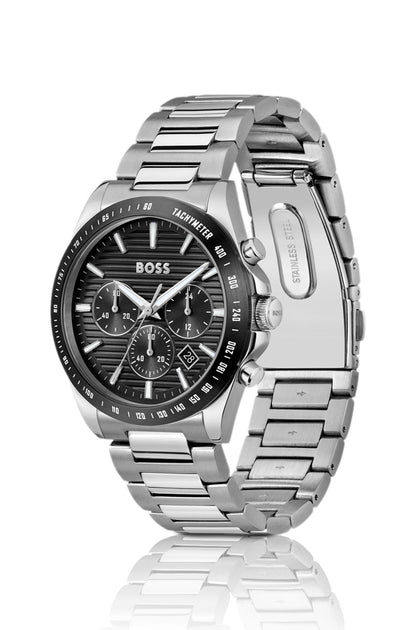 Hugo Boss Steel-bracelet watch with black plating
