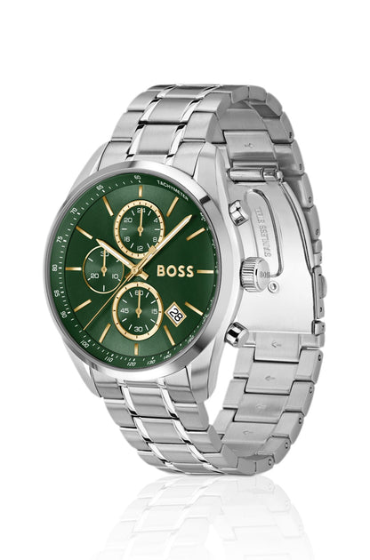 Hugo Boss Steel-bracelet watch with green dial