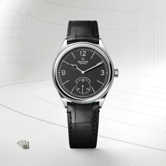 Rolex 1908 39 mm, 18 ct white gold, polished finish