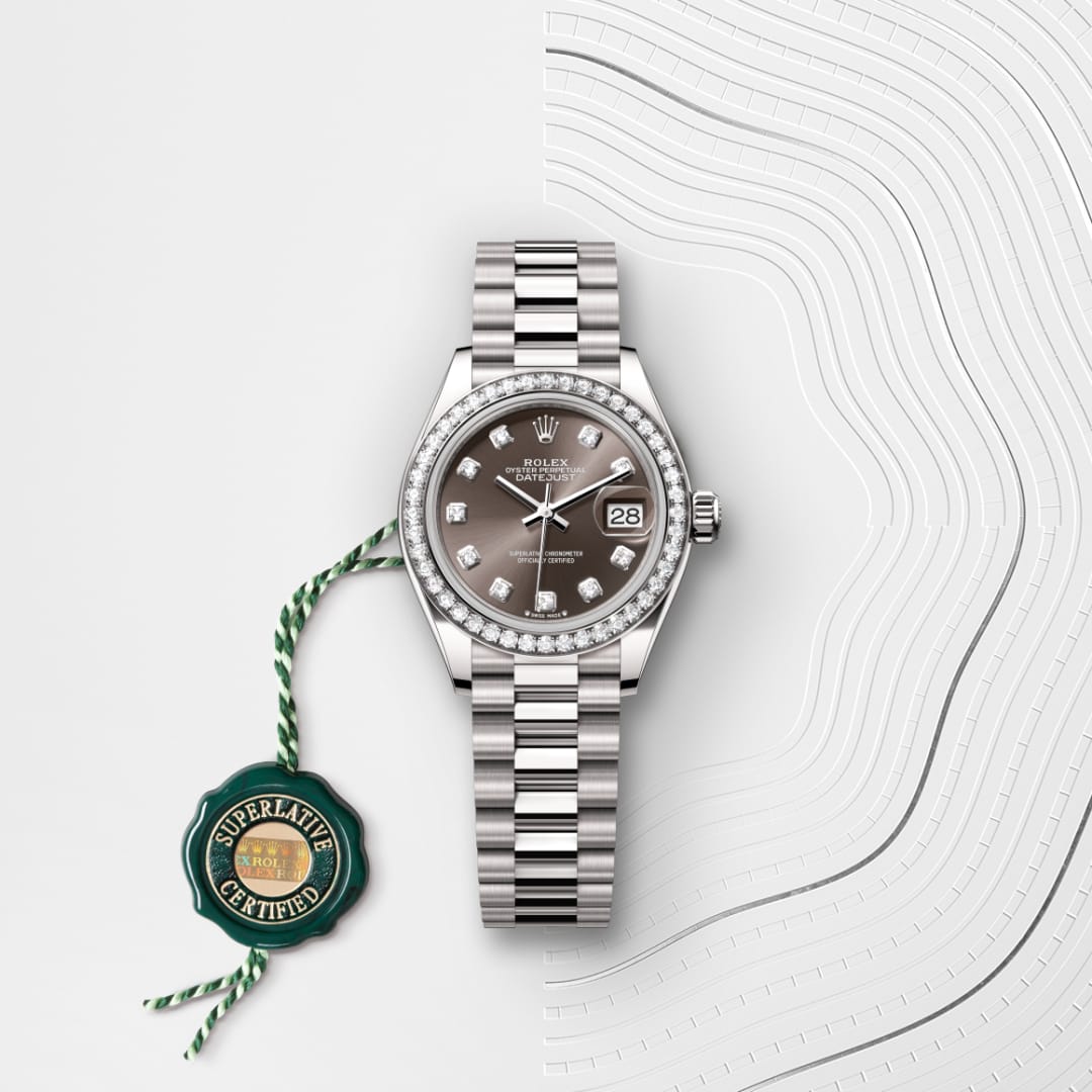 Rolex Lady-Datejust Oyster, 28 mm, white gold and diamonds