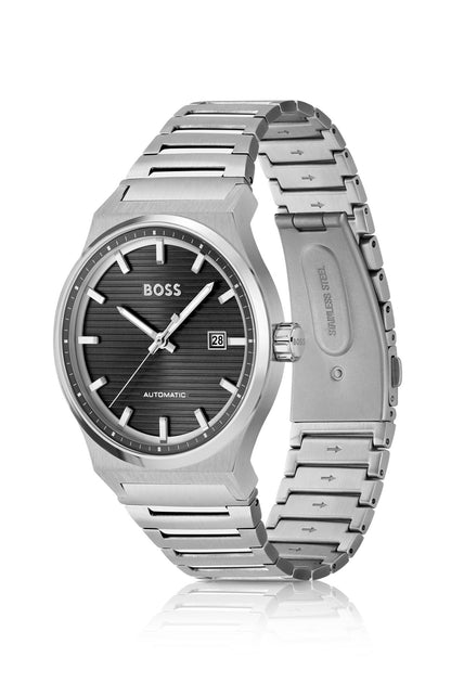 Hugo Boss Link-bracelet automatic watch with groove-textured dial