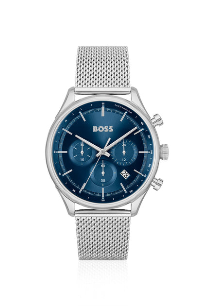 Hugo Boss Mesh-bracelet chronograph watch with blue dial