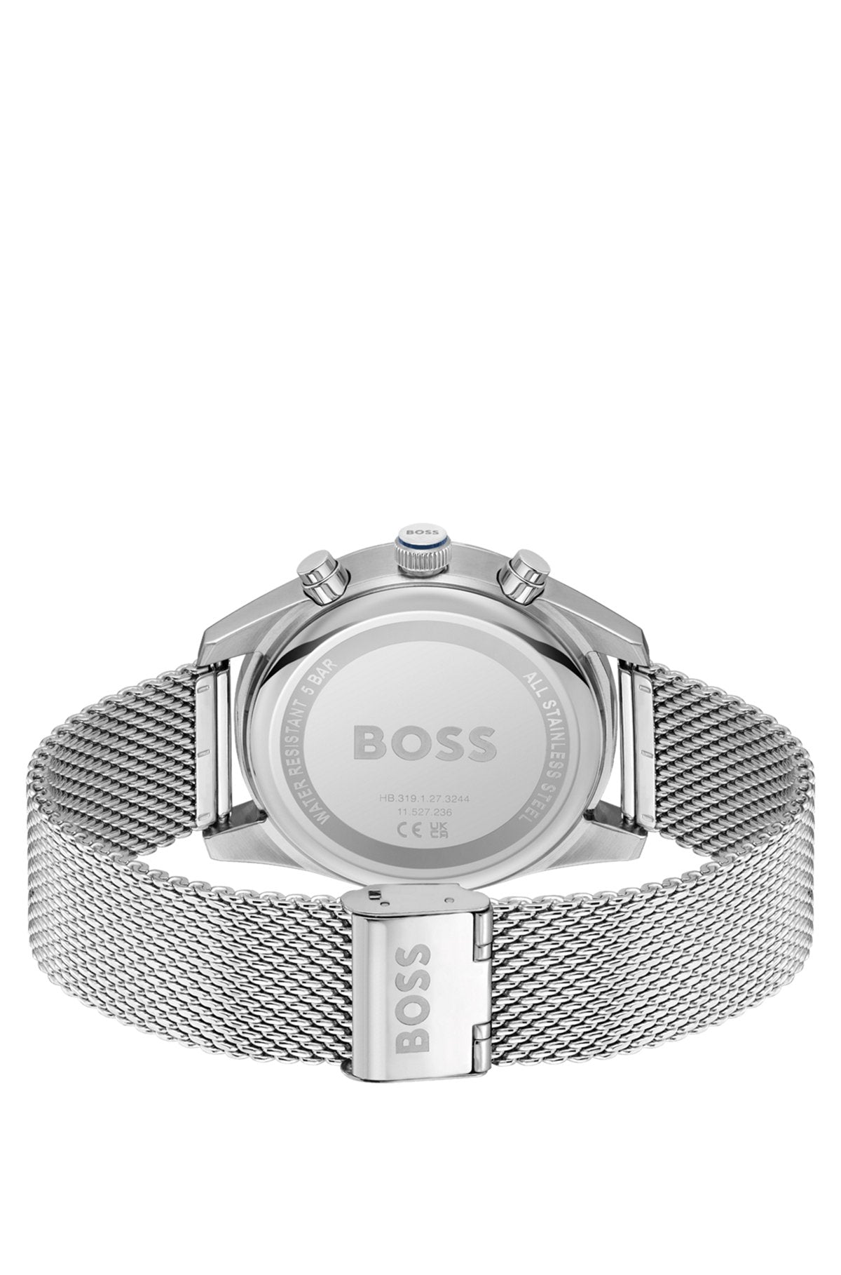 Hugo Boss Blue-dial chronograph watch with mesh bracelet