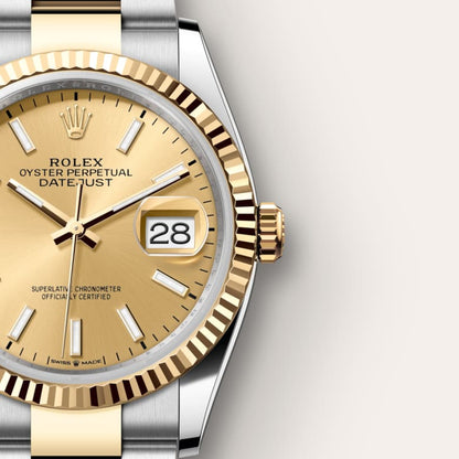 Rolex Datejust 36 Oyster, 36 mm, Oystersteel and yellow gold