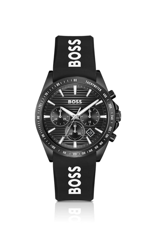 Hugo Boss Silicone-strap watch with black dial