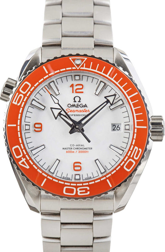 Omega Seamaster White Dial Planet Ocean 600M Orange Bezel