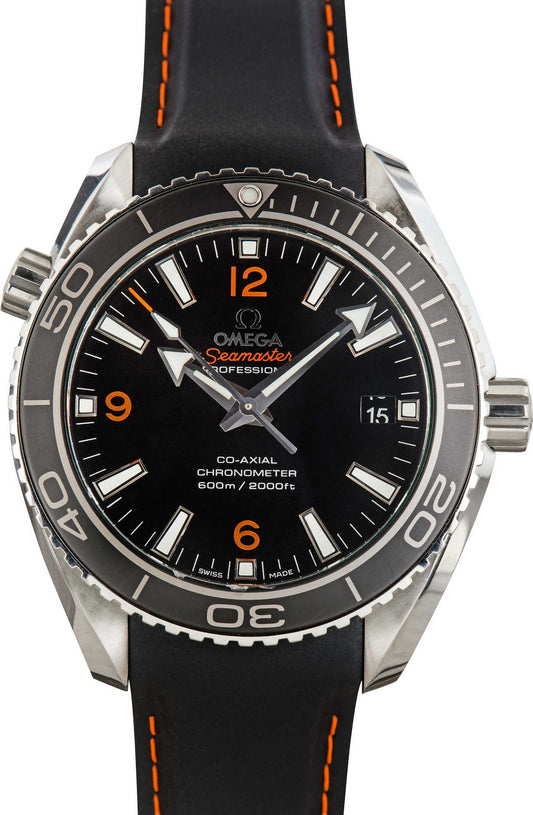 Omega Seamaster Black Dial Planet Ocean 600M Steel on Rubber