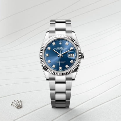 Rolex Datejust 41 Oyster, 41 mm, Oystersteel and white blue