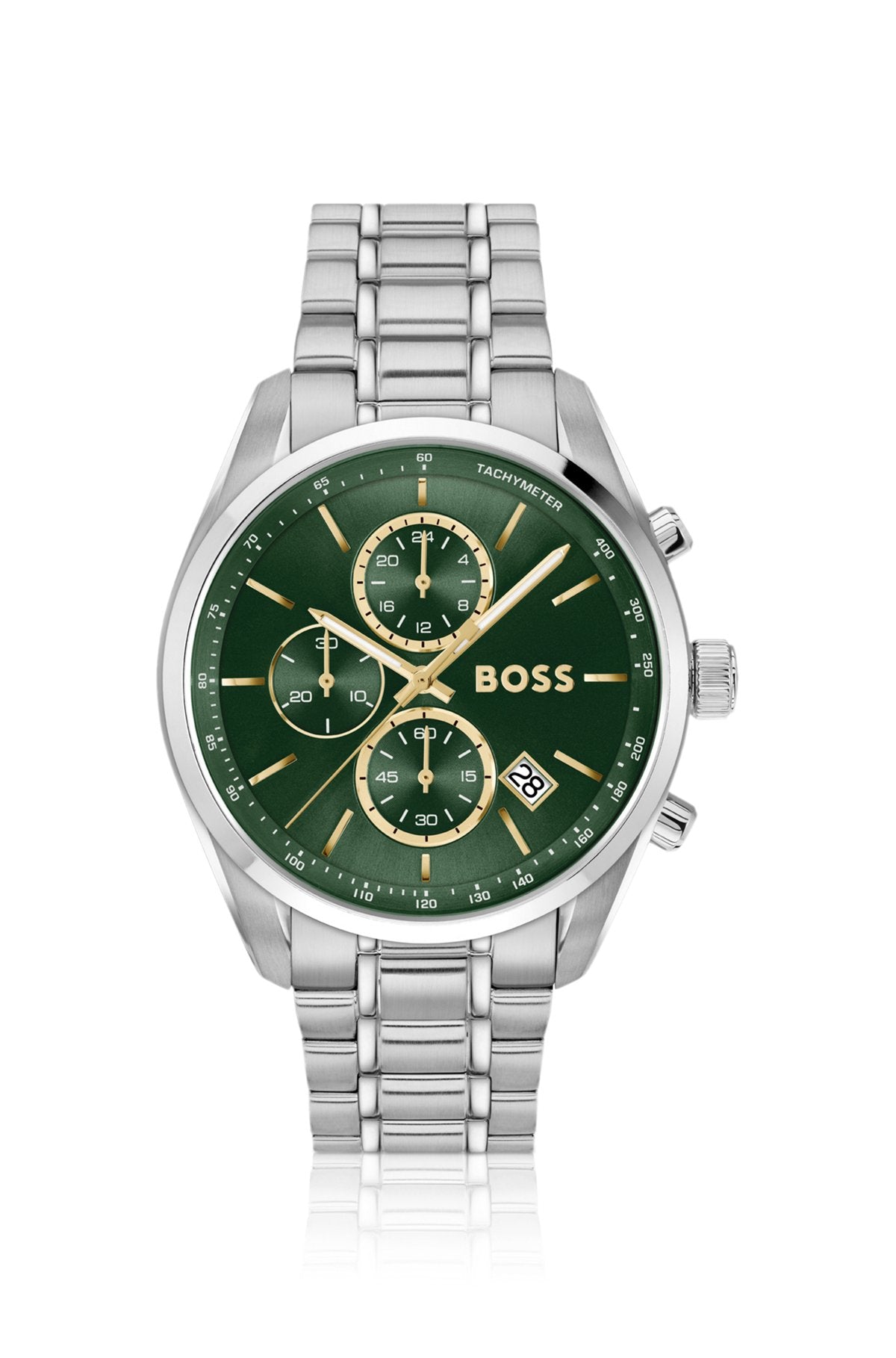 Hugo Boss Steel-bracelet watch with green dial
