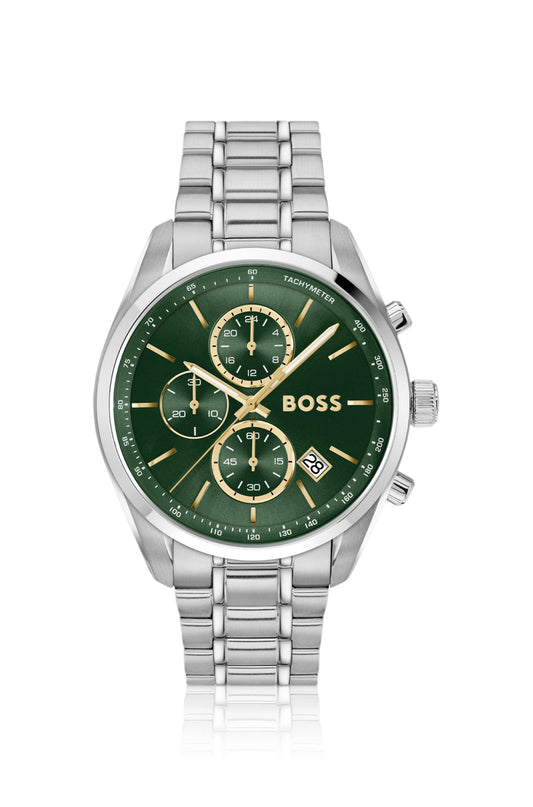 Hugo Boss Steel-bracelet watch with green dial
