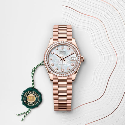 Rolex Datejust 31 Oyster, 31 mm, Everose gold and diamonds