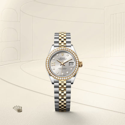 Rolex Lady-Datejust Oyster, 28 mm, Oystersteel, yellow gold and diamonds