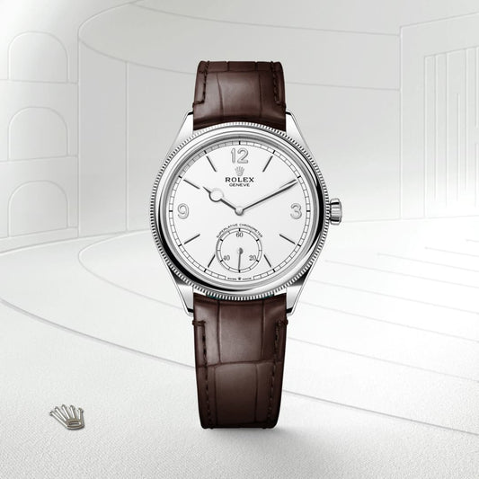 Rolex 1908 39 mm, 18 ct white gold, polished finish