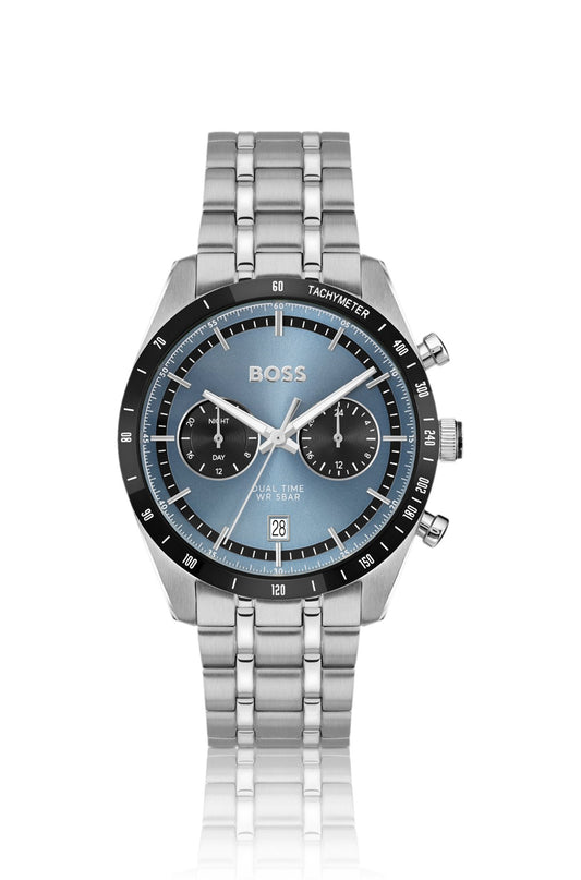 Hugo Boss Steel-bracelet watch with blue dial
