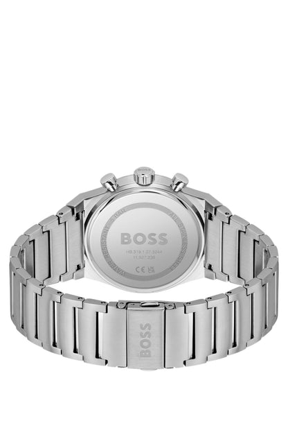 Hugo Boss Green-dial chronograph watch in silver-tone steel