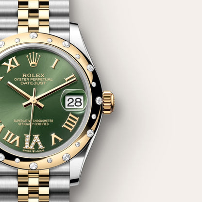 Rolex Datejust 31 Oyster, 31 mm, Oystersteel, yellow gold and diamonds
