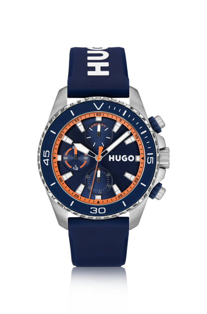 Hugo Boss Dive logo-strap watch with silicone-inlay bezel