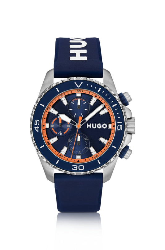 Hugo Boss Dive logo-strap watch with silicone-inlay bezel